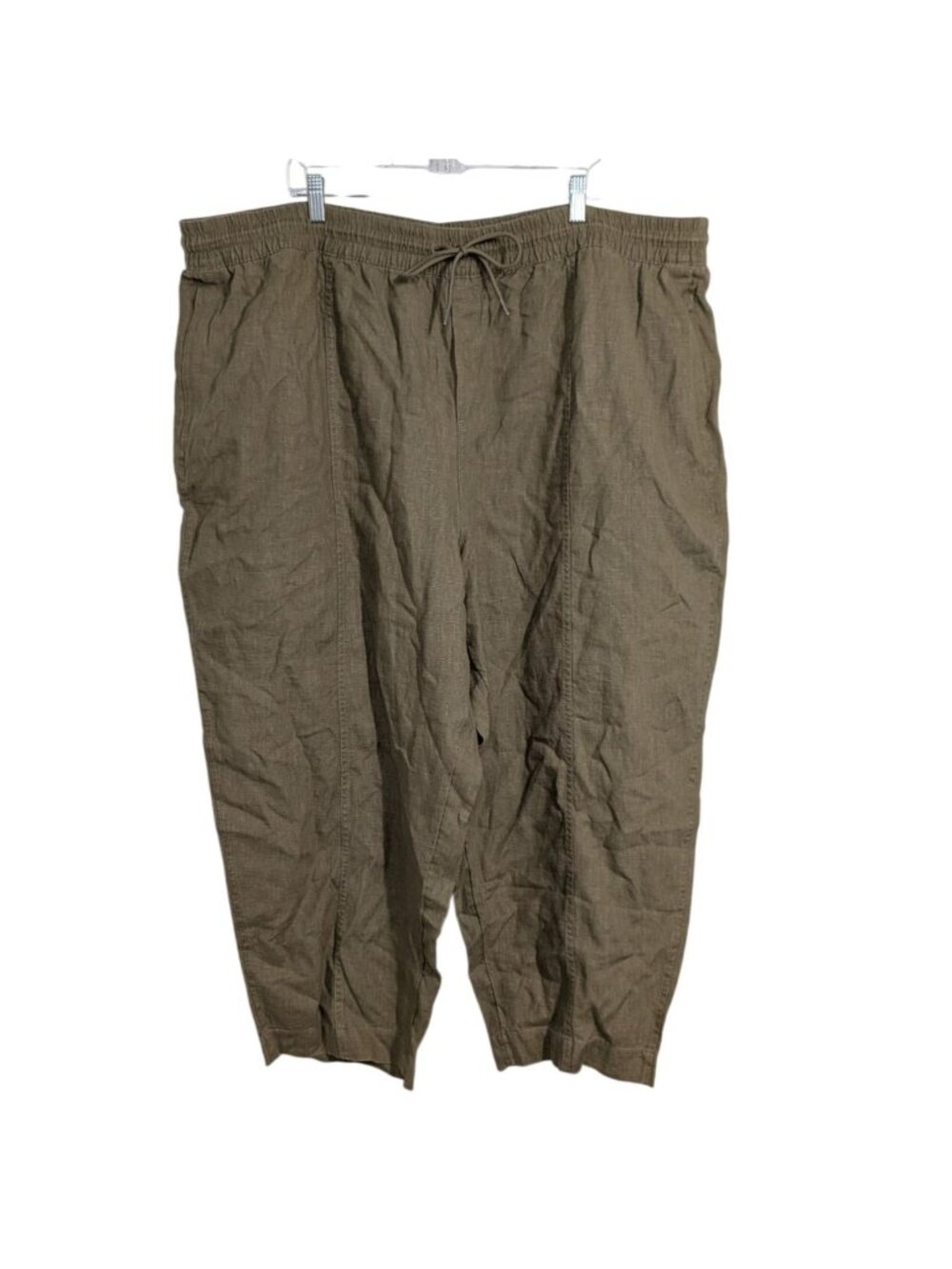 Athleta Retreat High Rise Linen Ankle Pants Womens Plus Size 3X Green Coastal